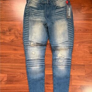 True Religion Halle Mid Rise Moto Jeans